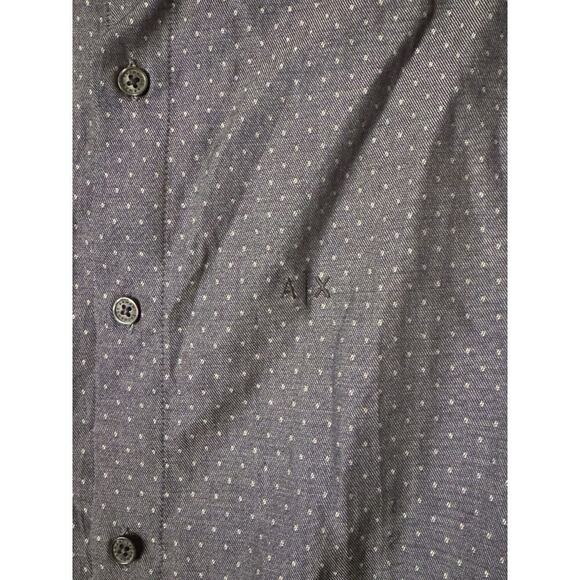 Armani Exchange NEW Micro Dot Blue Long Sleeve Button up Shirt Men's Small $100 - Picture 2 of 8